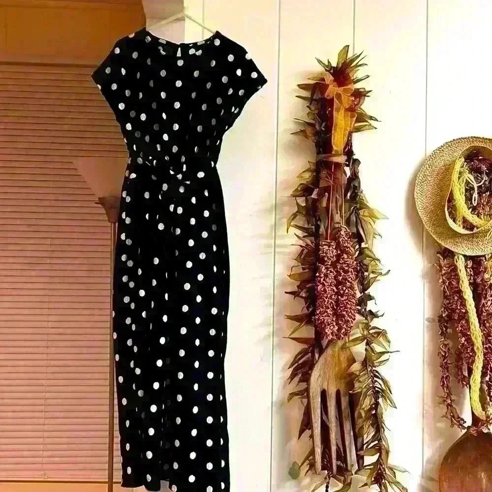 Zara Girls Black White Polka Dot Jumpsuit Size 6 Short Sleeve